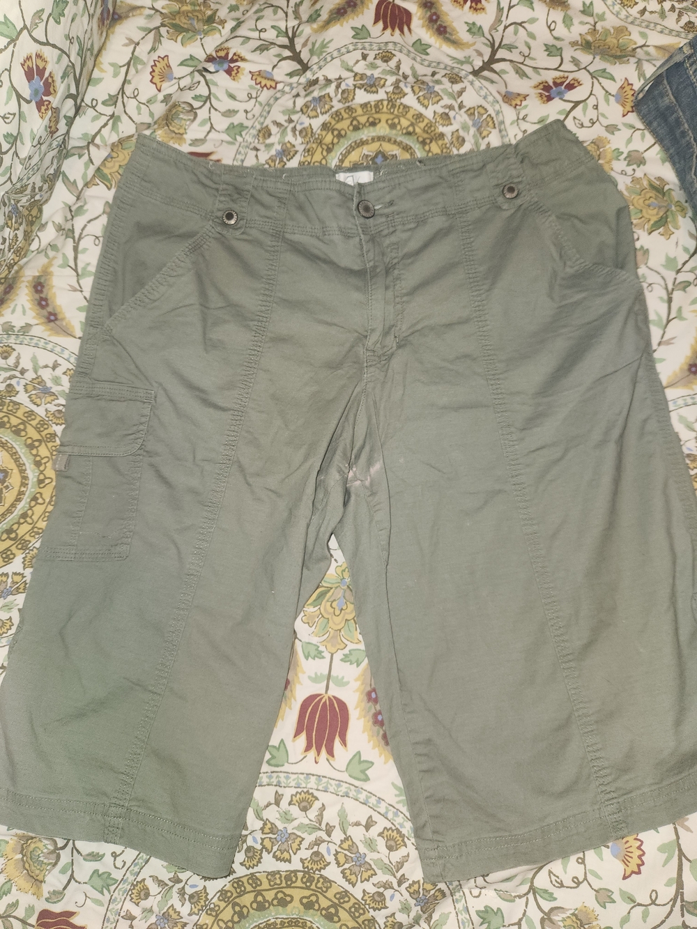 Joe's Jeans Olive Green Cargo Shorts with Embroidered Detail